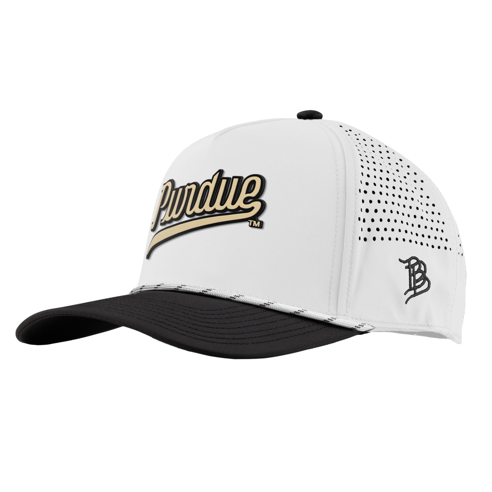 Branded Bills Adult Purdue Boilermakers White Block Rope Adjustable Snapback Hat