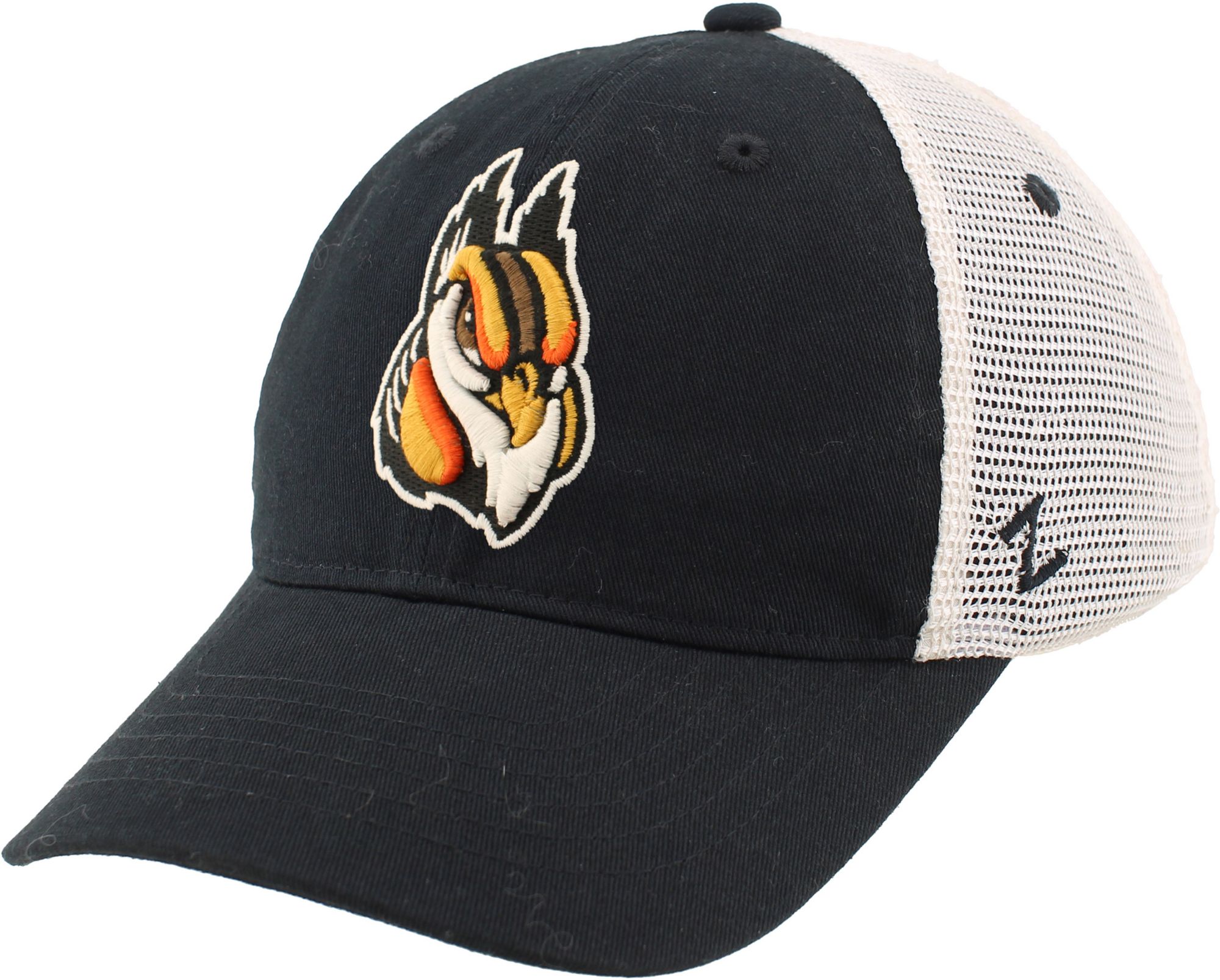 Zephyr Adult Schaumburg Boomers Black and Stone Frontier League Adjustable Trucker Hat