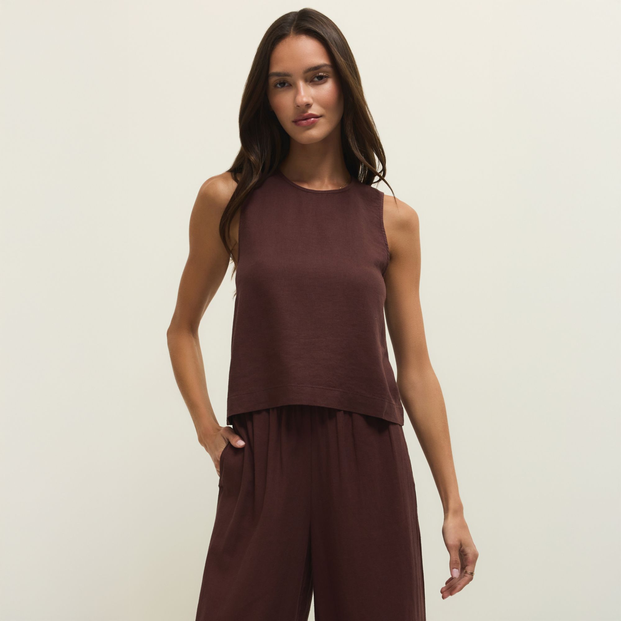 Z Supply Women's Sloane Linen Cropped Tank Top