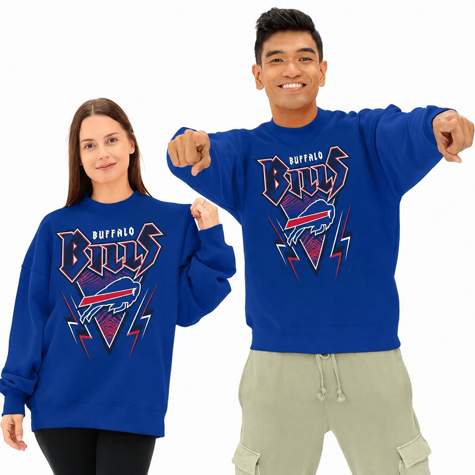 Zubaz Men's Buffalo Bills 90s Drop Crewneck Sweatshirt