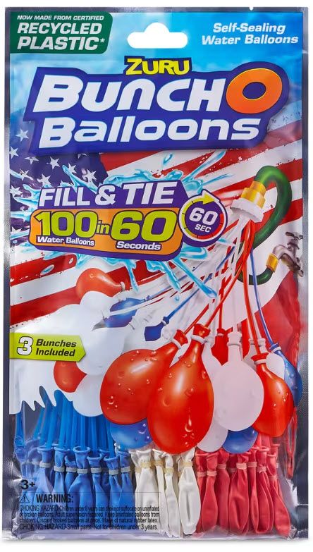 Zuru Bunch O Balloons 100 Rapid-Filling Self-Sealing Water Balloons – 3 Pack