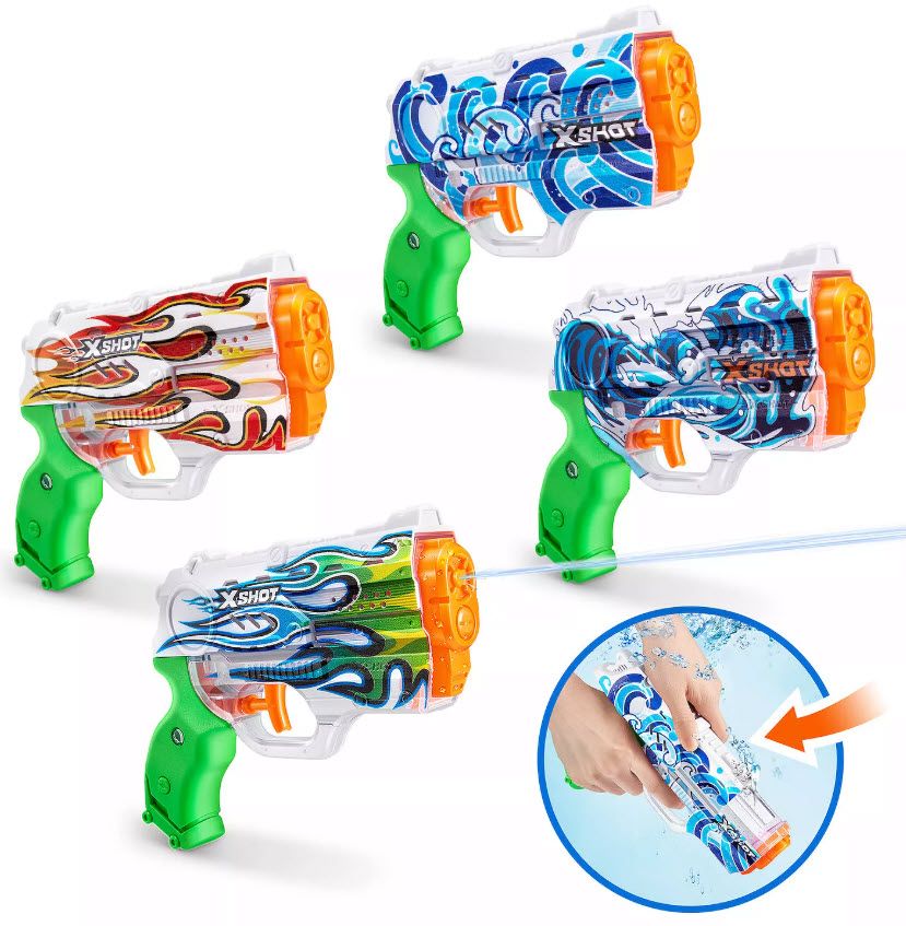 Zuru X-Shot Fast-Fill Skins Nano Water Blaster - 4-Pack