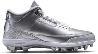 Air Jordan 3 Mid Retro 'Metallic Silver' Football Cleats