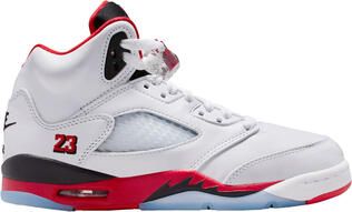 Grade School Air Jordan 5 Retro Fire Red 'Black Tongue'